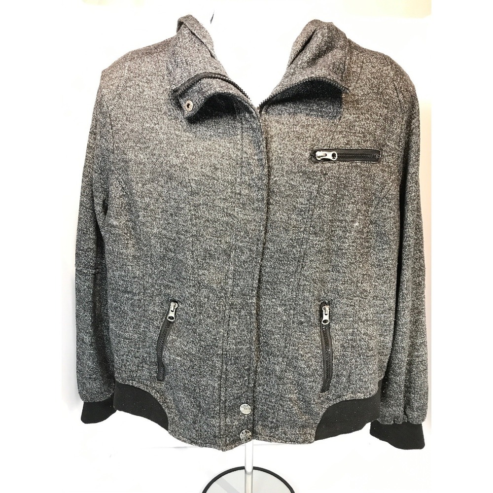 Miss‎ London Womens 2XL Grey Zip Up Hooded Jacket